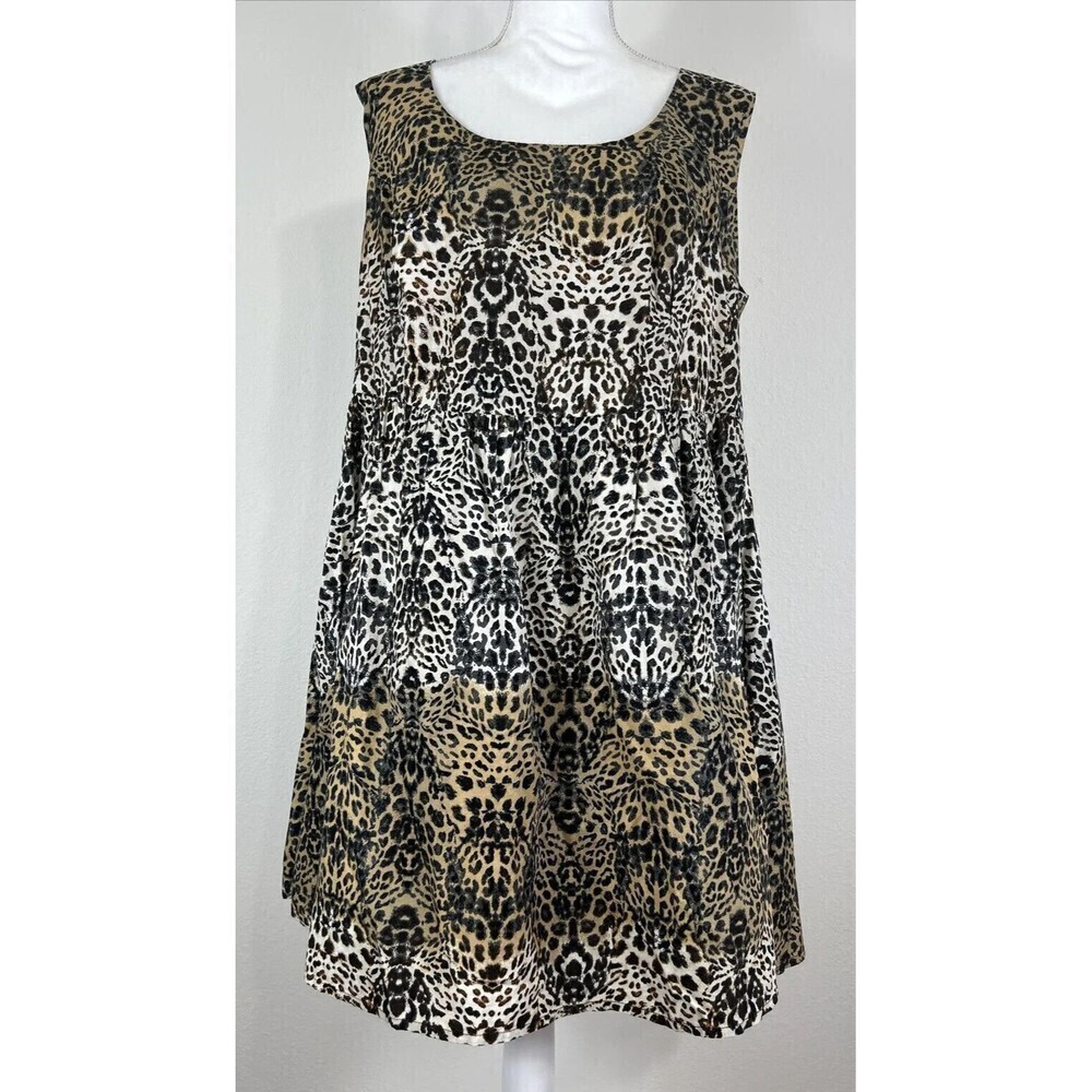 Jessica Simpson Plus Size Leopard  Animal Print Sleeveless Dress Size 1X